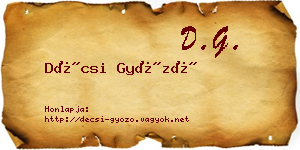 Décsi Győző névjegykártya